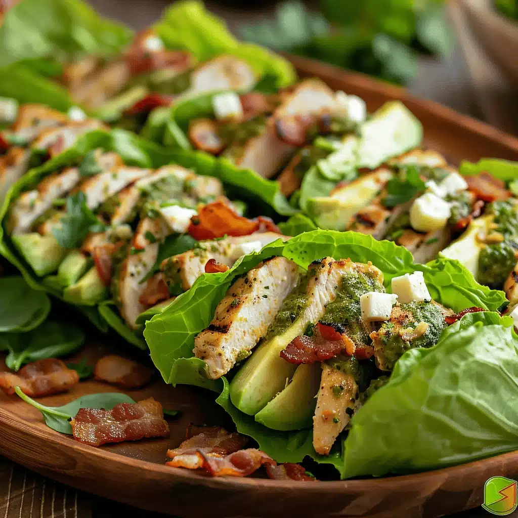Bacon Pesto Chicken Lettuce Wraps - featured image