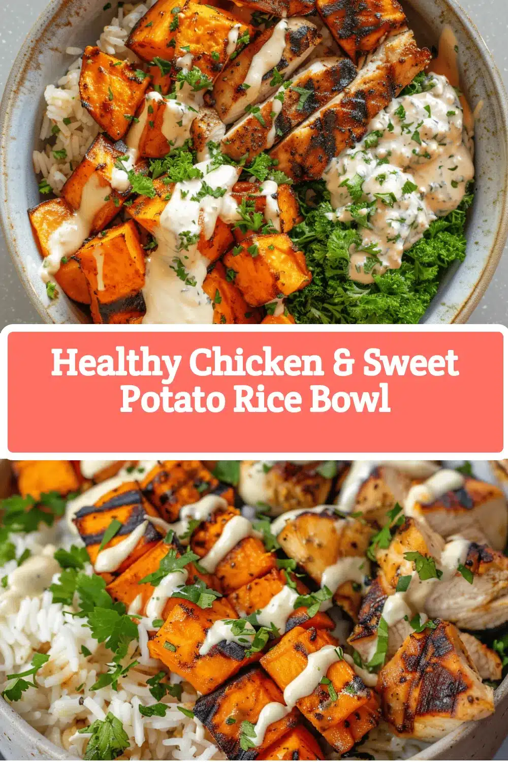healthy chicken and sweet potato rice bowl recipe