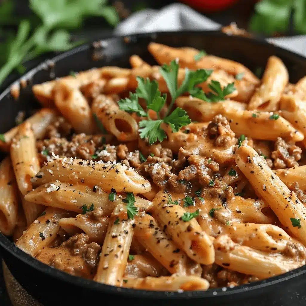 high protein creamy beef pasta preparation steps