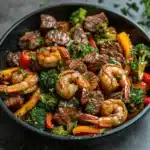 high-protein steak and shrimp stir-fry - featured image