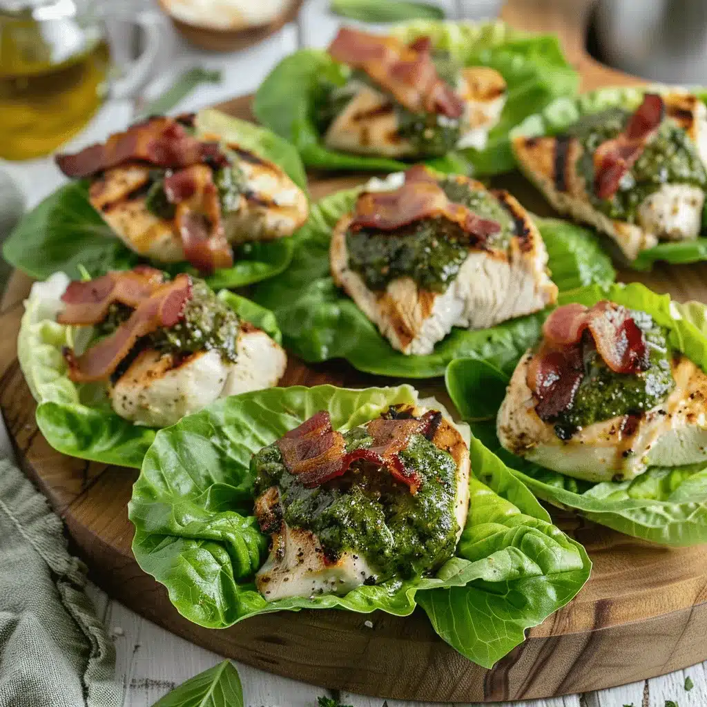 Pesto Chicken Bacon Ranch Lettuce Wraps preparation steps