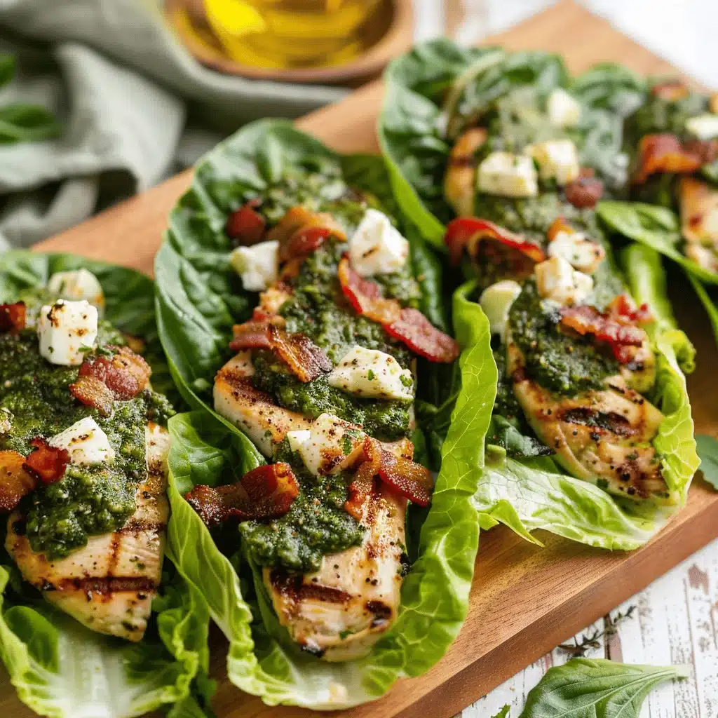 Pesto Chicken Bacon Ranch Lettuce Wraps - featured image