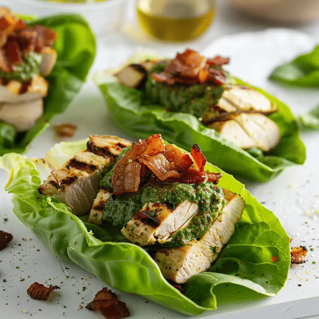 pesto chicken lettuce wraps - featured image