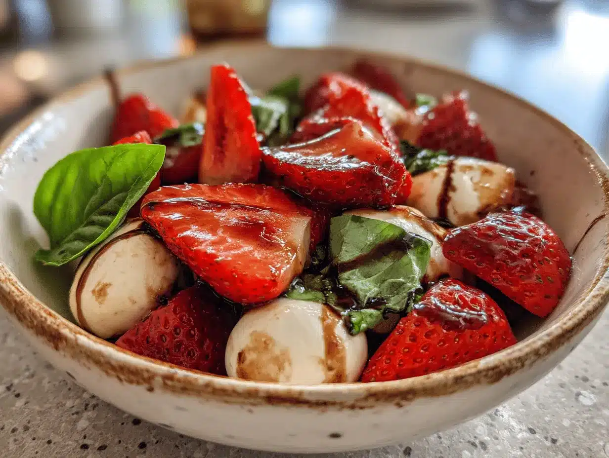 balsamic strawberry Caprese salad preparation steps