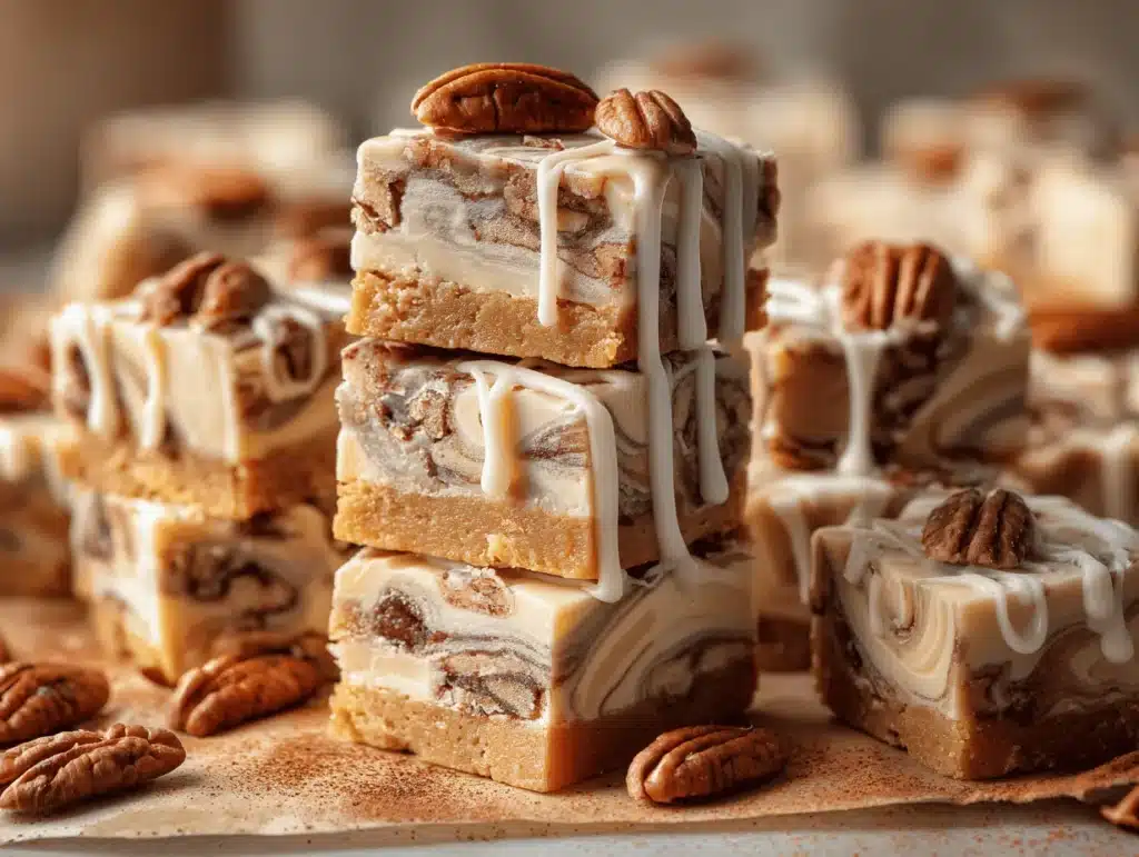 Brown Sugar Pecan Cinnamon Roll Fudge Bars - featured image
