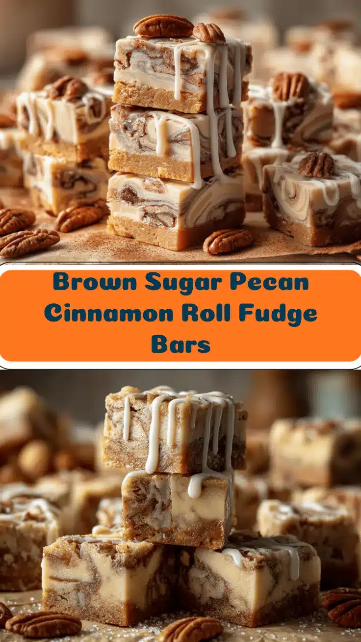Brown Sugar Pecan Cinnamon Roll Fudge Bars recipe