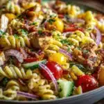 California chicken bacon ranch pasta salad - featured image