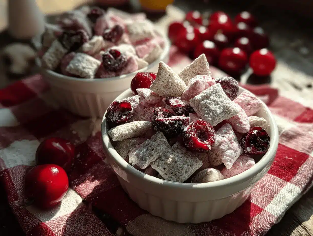 Cherry Cheesecake Puppy Chow preparation steps