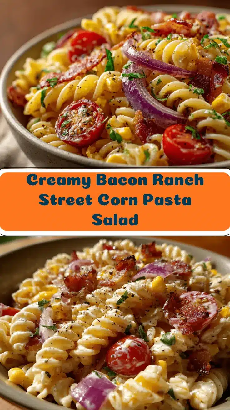 creamy bacon ranch street corn pasta salad recipe