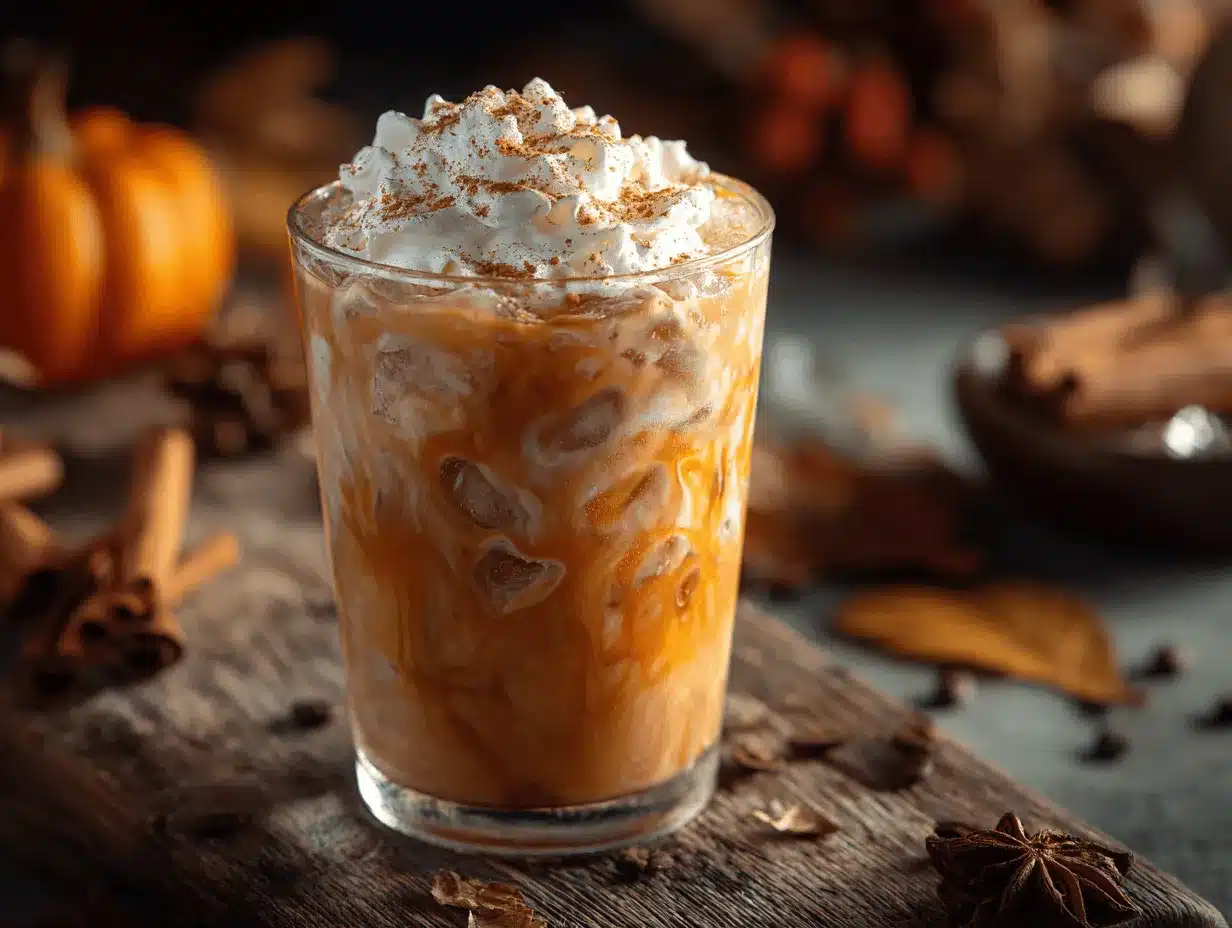 creamy iced pumpkin spice latte preparation steps