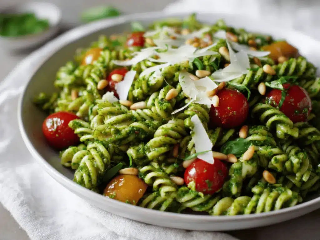 fresh pesto pasta salad - featured image