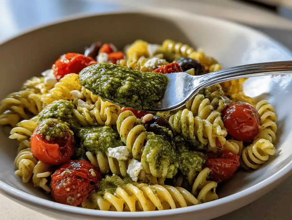 fresh pesto pasta salad preparation steps