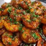 high-protein honey garlic shrimp - featured image