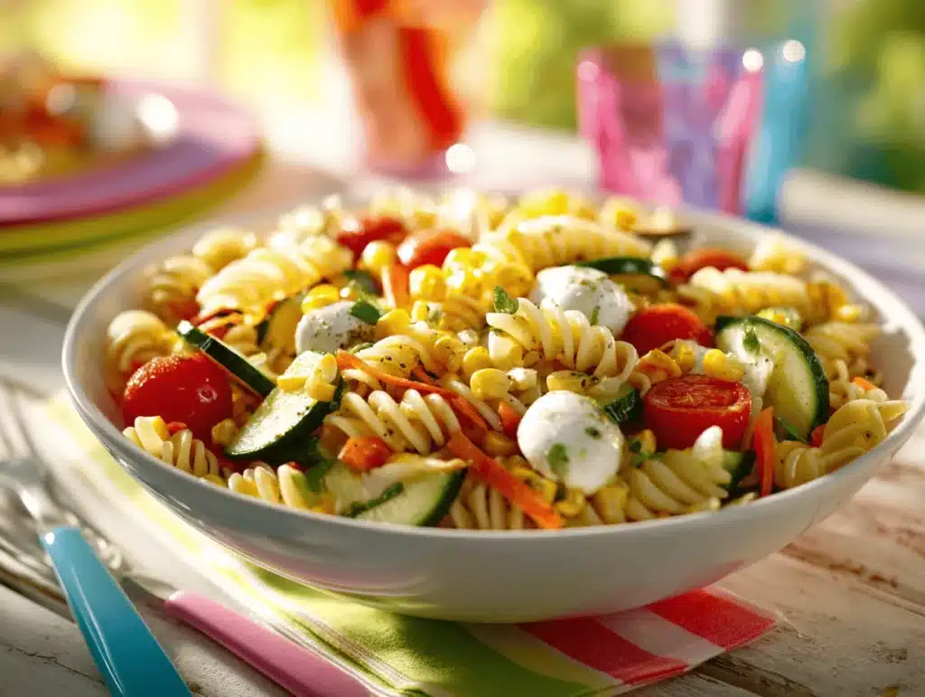 kid friendly cold pasta salad - featured image