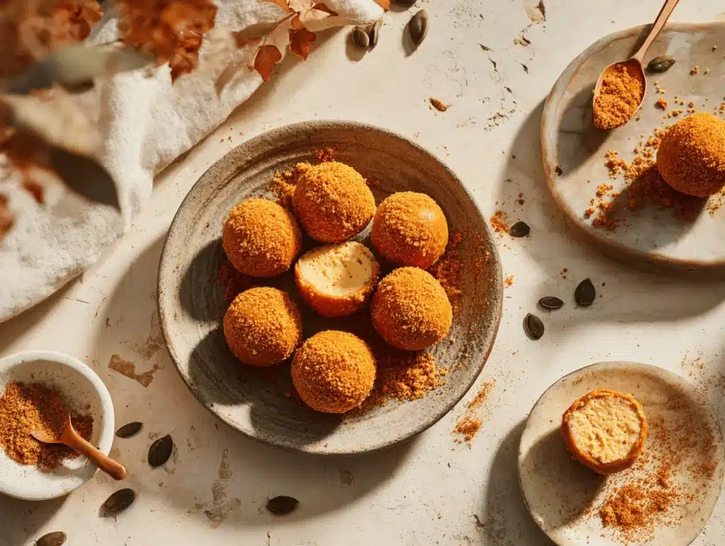 pumpkin cheesecake truffles - featured image
