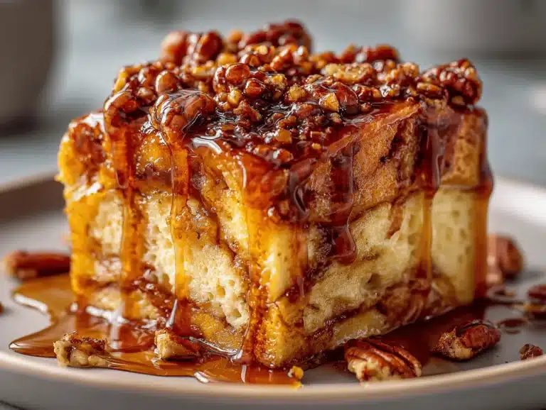 pumpkin pecan praline French toast casserole - featured image