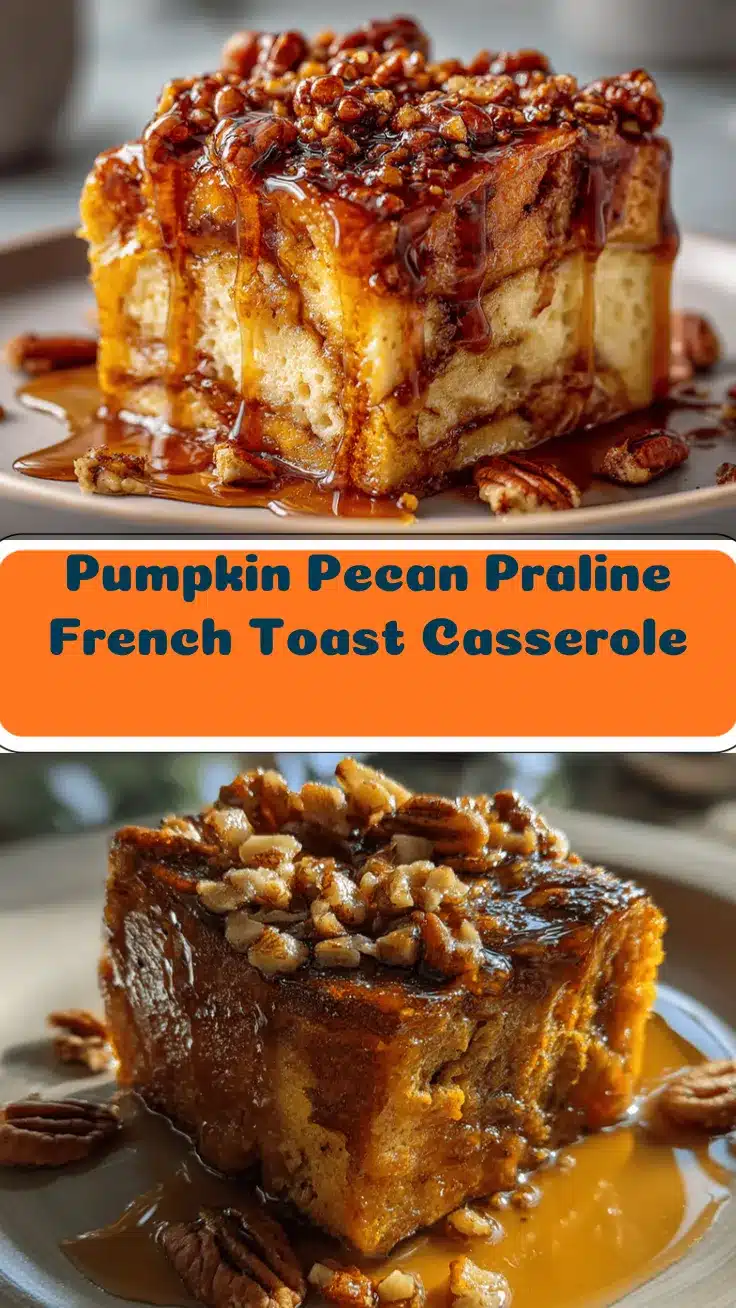 pumpkin pecan praline French toast casserole recipe