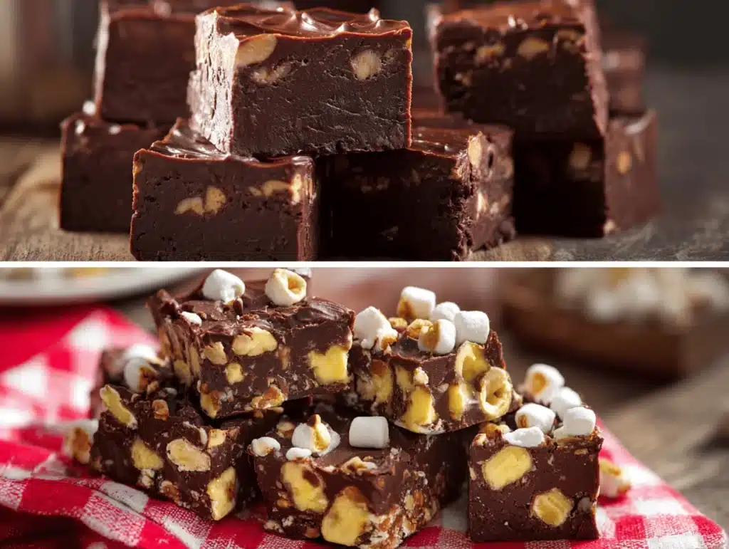 rocky road chocolate fudge bars - featured image