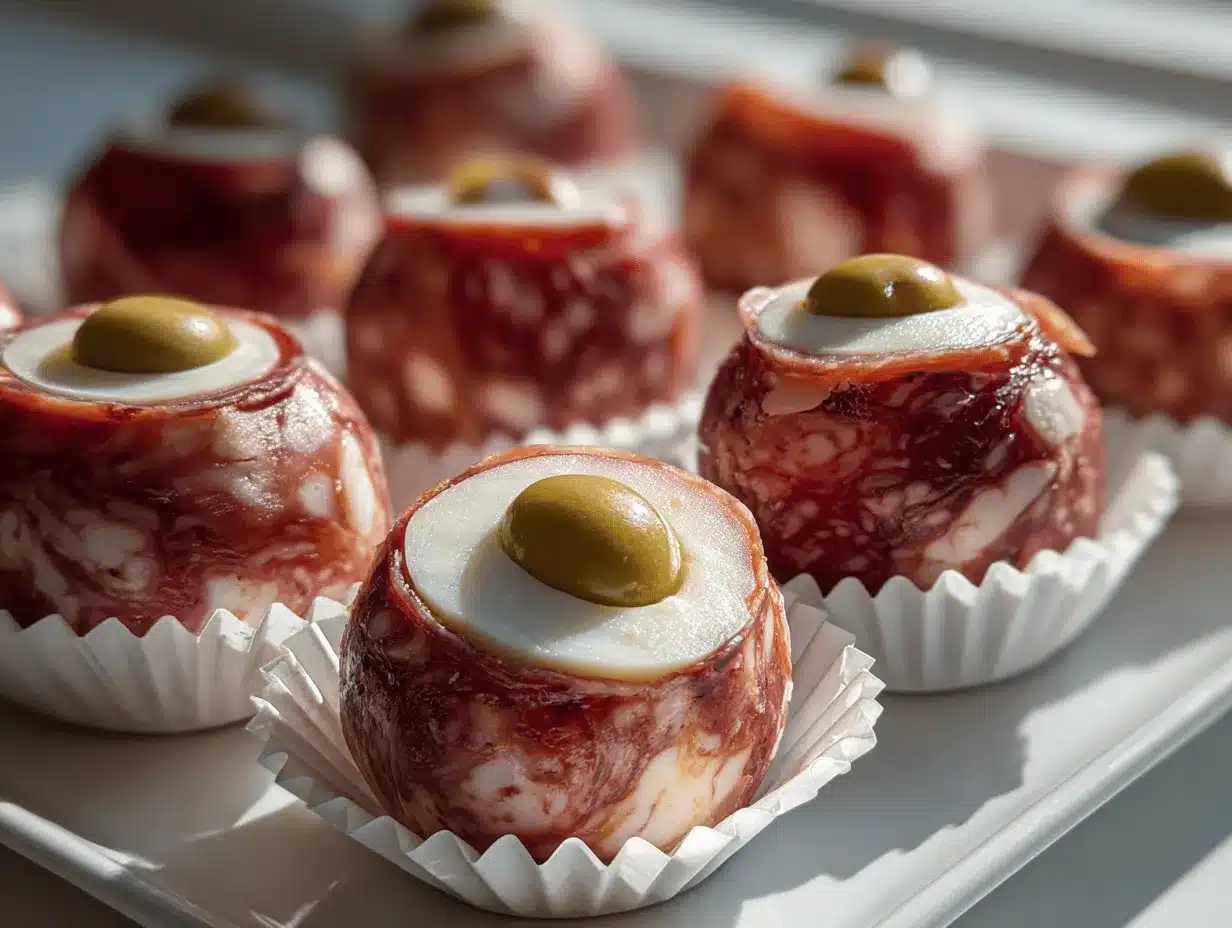 Salami Mozzarella Eyeballs preparation steps