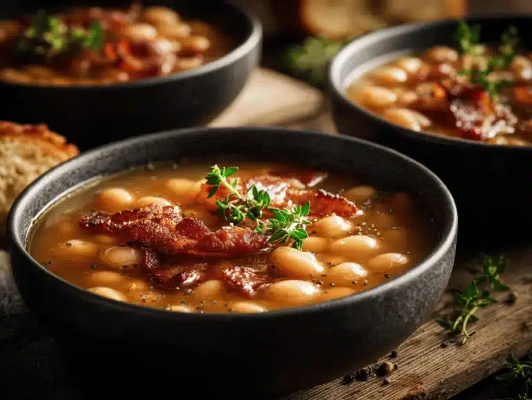 slow cooker maple bacon bean soup - featured image